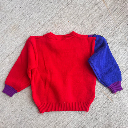 80s 90s Kids Toddler Vintage Dinosaur Knit Sweater S 4Y 5Y