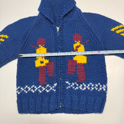 70s 80s Kids Toddler Vintage Royal Guard Embroidered Shawl Collar Cowichan Sweater 2Y 3Y 4Y
