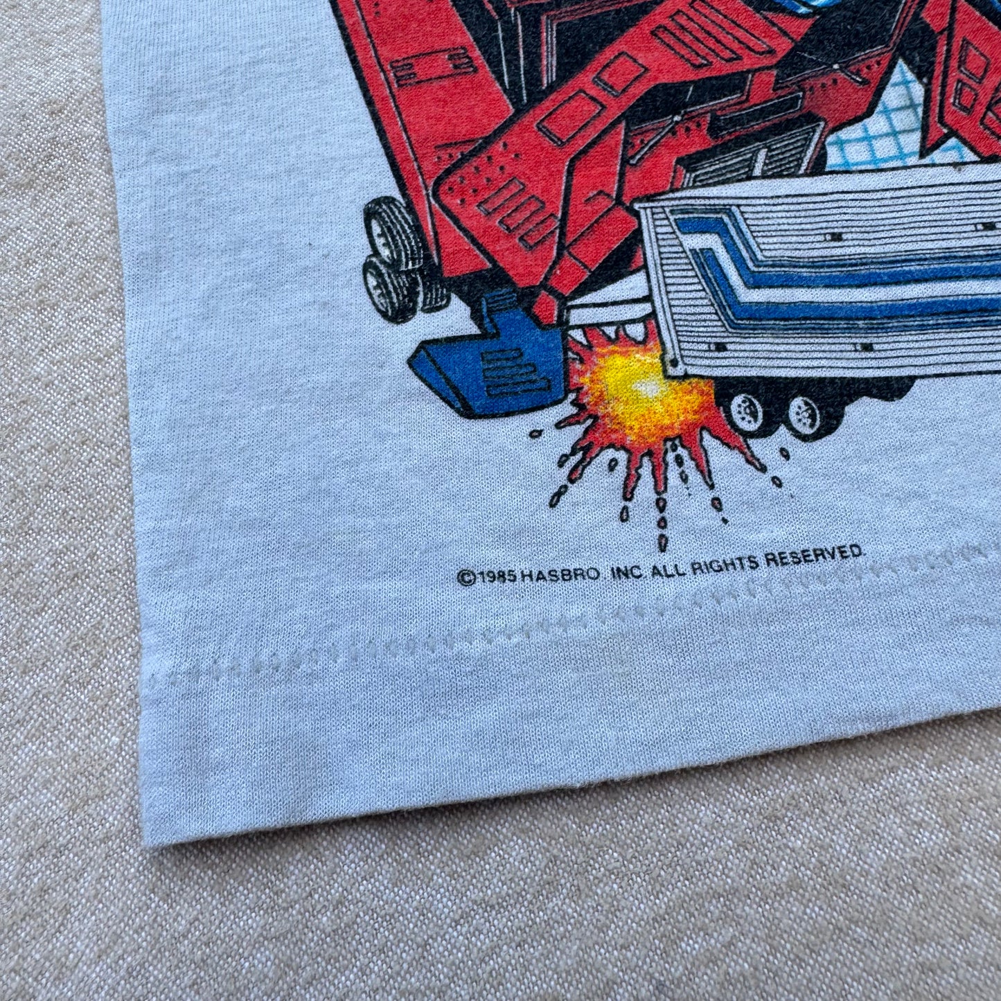 80s Kids Toddler Vintage Transformers Optimus Prime Gray Short Single Stitch T-Shirt 2T 3T