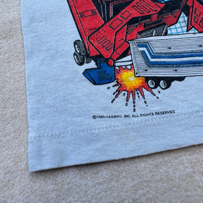 80s Kids Toddler Vintage Transformers Optimus Prime Gray Short Single Stitch T-Shirt 2T 3T