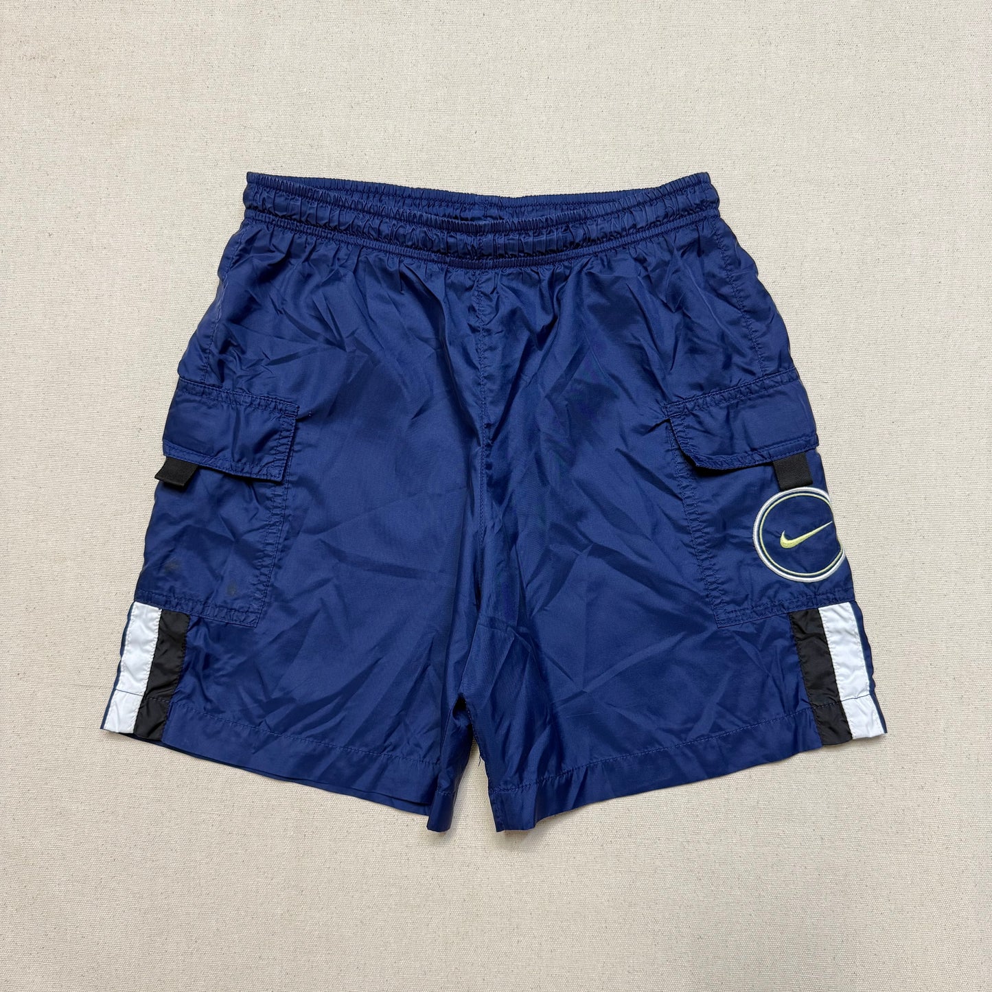 90s 2000’ Kids Vintage Nike Navy Cargo Style Loose Fit Shell Shorts / 6y 7y 8y