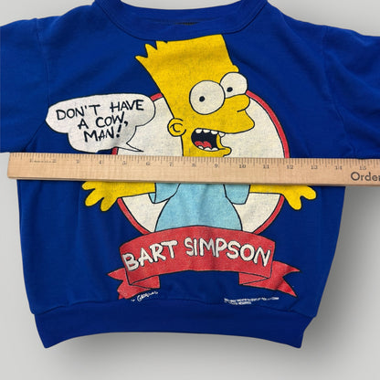 90s Kids Toddler Vintage Bart Simpson Blue Crew Sweatshirt ‘Don’t have a cow, Man!' 3Y 4Y