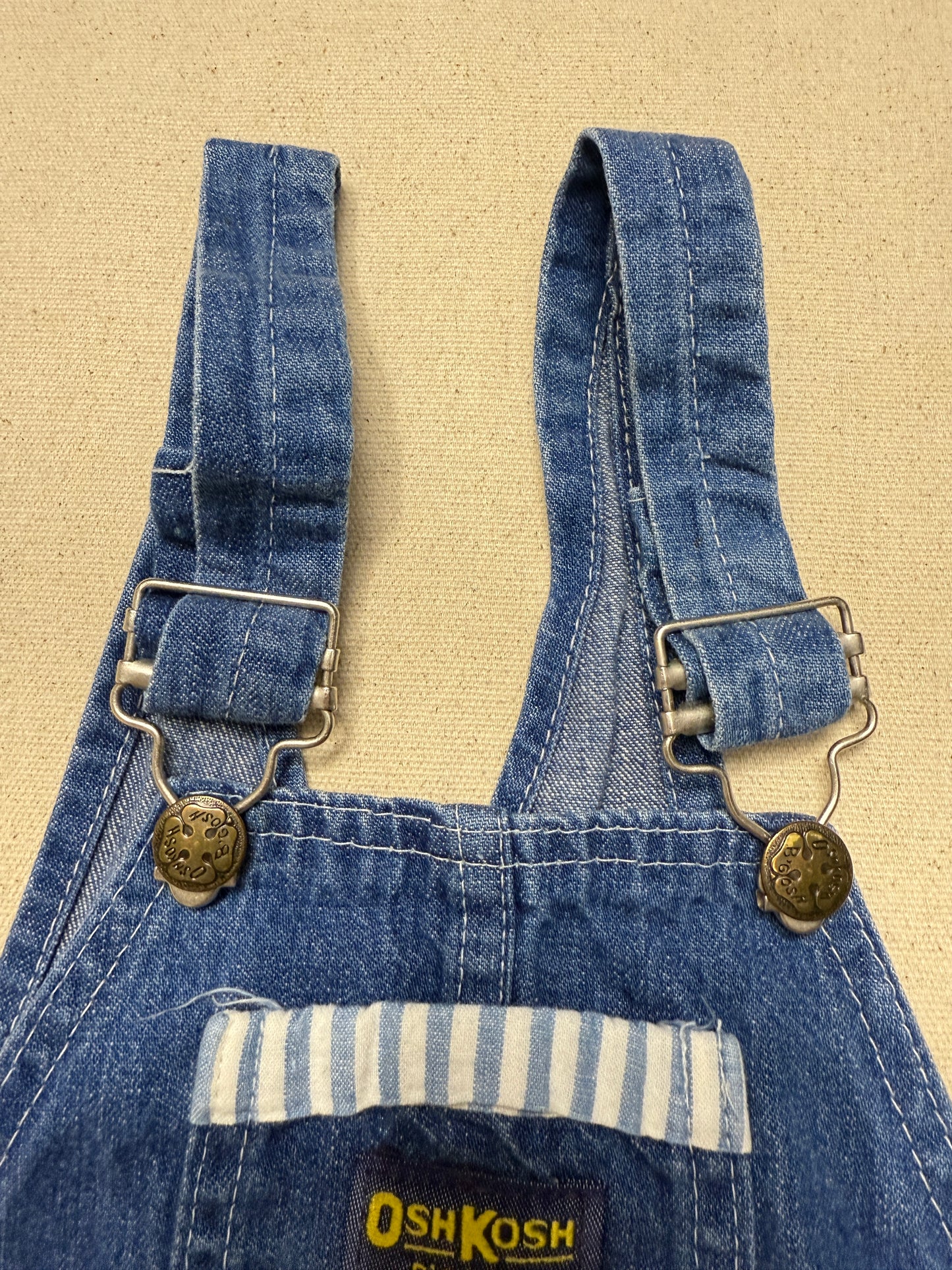 ASIS / 80s Kids Toddler Vintage Oshkosh Bgosh Stripe Pattern Denim Overall / 3T 4T / Made in USA