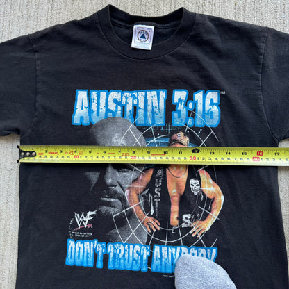 2001 Kids Vintage Youth Small Adult WWF Steve Austin 3:16 Don’t Trust Anybody T-Shirt Black 100% Cotton Size L