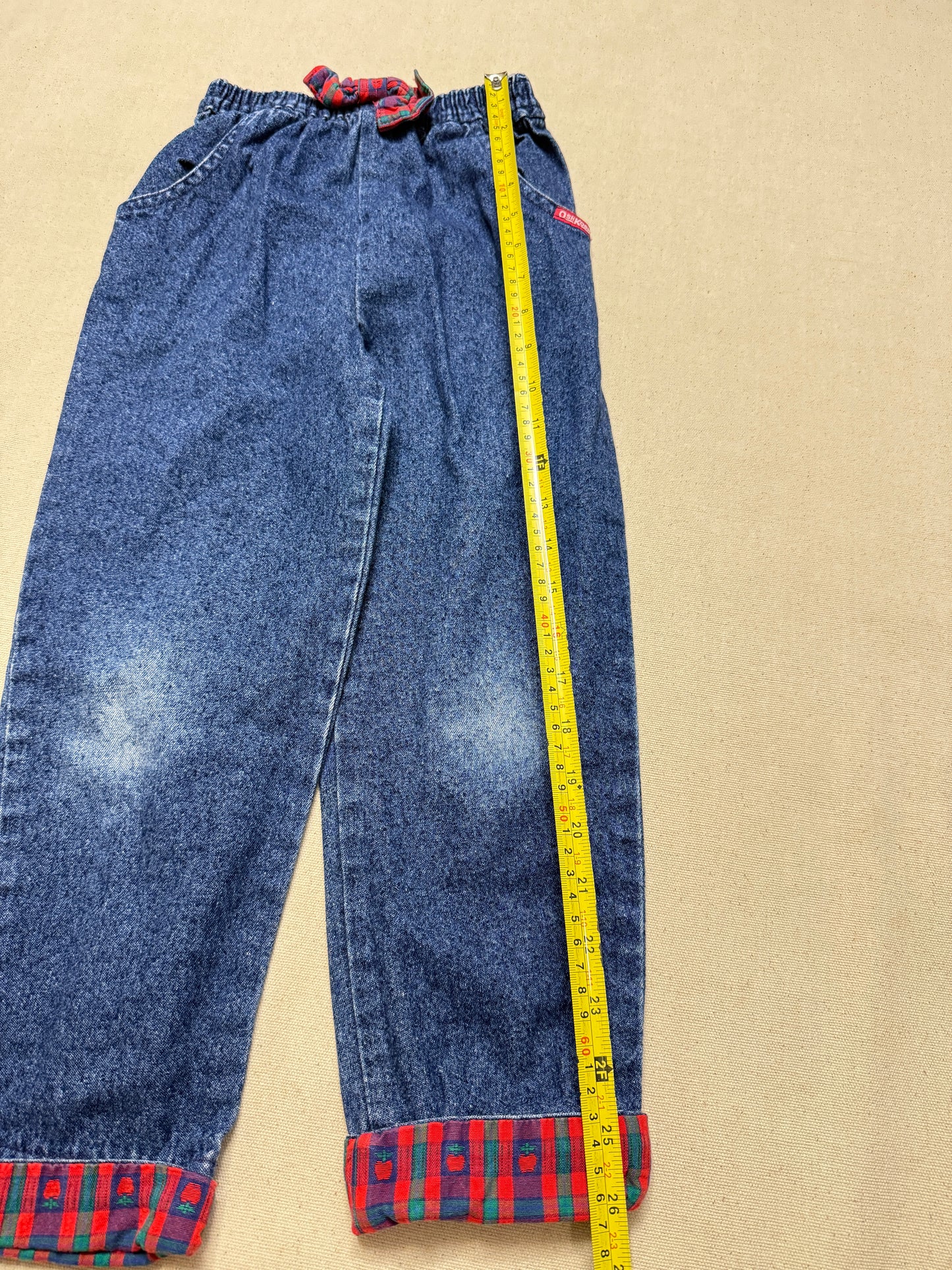 90s Kids Toddler Vintage Oshkosh Bgosh Apple Pattern Denim Pants / 4T 5T / Made in USA