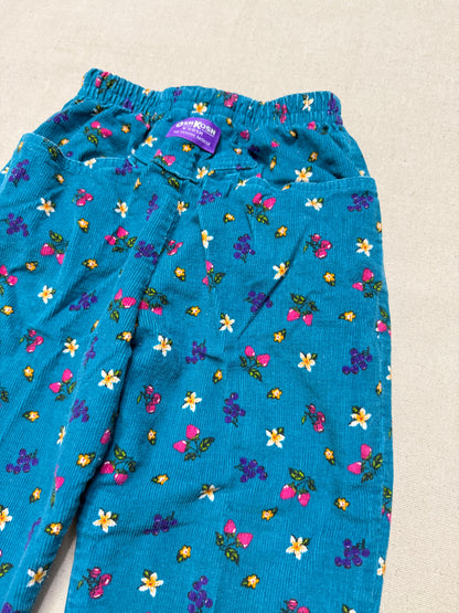90s Kids Toddler Vintage Oshkosh Bgosh Fruits Flower AOP Corduroy Elastic Pants / 4T 5T