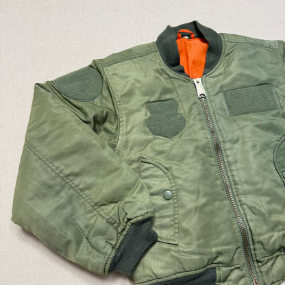 90s 2000' Kids Vintage Fox Outdoor Products Kahki Orange Reversible MA-1 Jacket / 7y 8y 9y