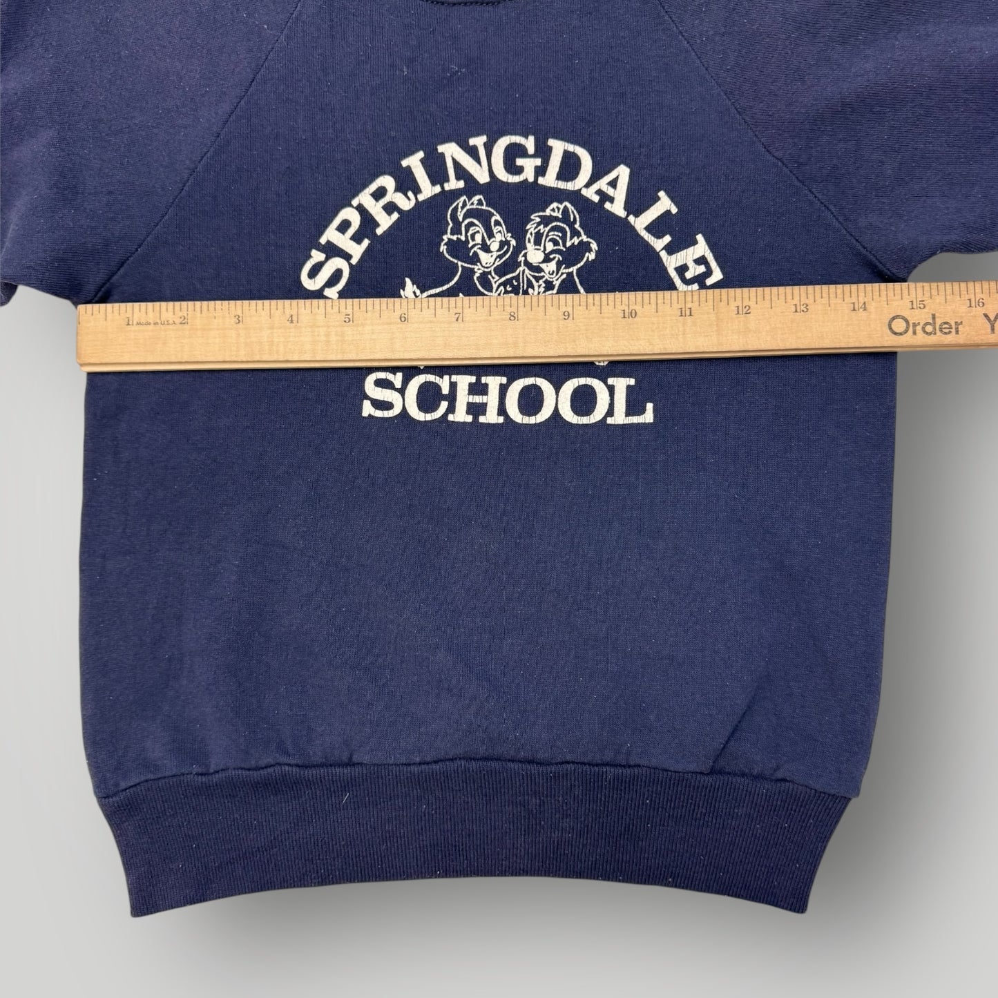 80s 90s Kids Vintage Springdale School Navy Crew Sportswear Tag Sweatshirt Made in USA 7Y 8Y 9Y