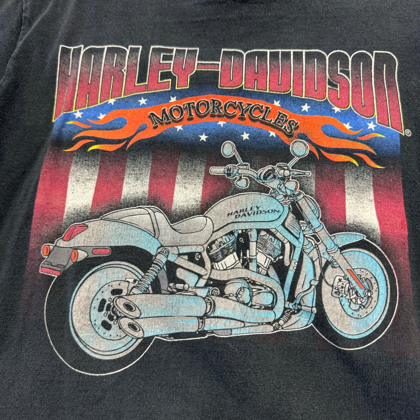 Kids Vintage Black Harley Davidson Motorcycle T-Shirt 4Y 5Y 6Y