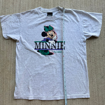 90s Kids Vintage Disney Minnie Mouse Florida Double Sided Gray 100% Cotton T-Shirt