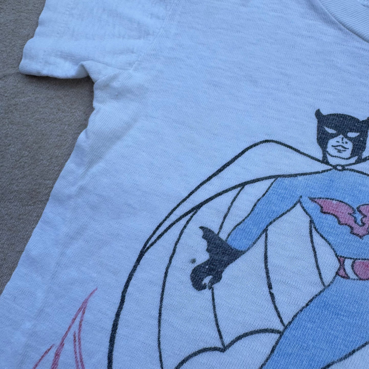 60s 70s Kids Vintage Rare  Batman and Robyn White Single Stitch T-Shirt 3Y 4Y 5Y Baby Tee