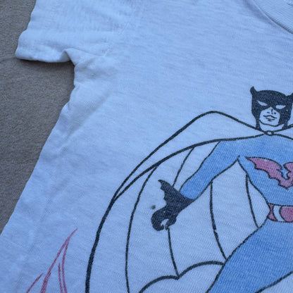 60s 70s Kids Vintage Rare  Batman and Robyn White Single Stitch T-Shirt 3Y 4Y 5Y Baby Tee