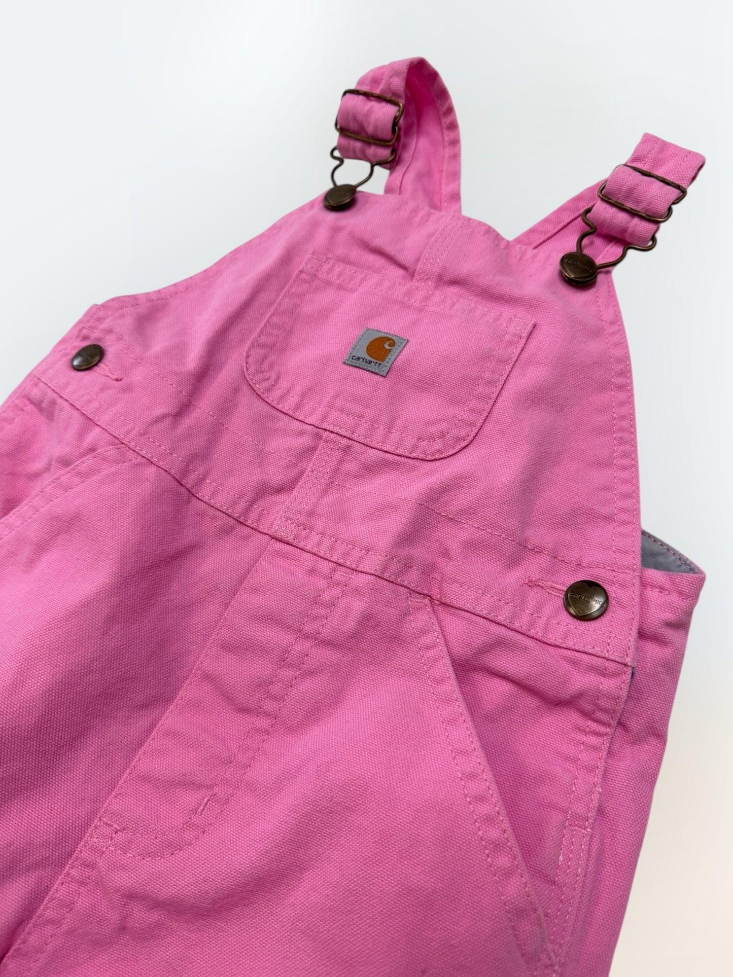 Kids Toddler Pink Carhartt 100% Cotton Plaid Fleece Lined Overall 3T