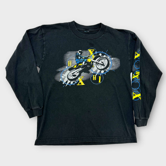 Kids Motocross Racing Long Sleeve Black T-Shirt