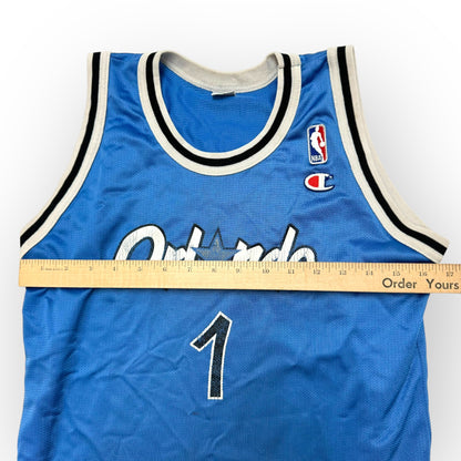 90s VTG Kids Champion Orlando #1 Hardaway Basketball Jersey Blue L(14-16Y)