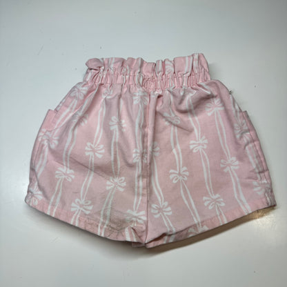 90s Kids Baby Toddler Vintage Oshkosh B’Gosh Pink Bow Print Elastic Waistband Shorts / 18m/ Made in USA