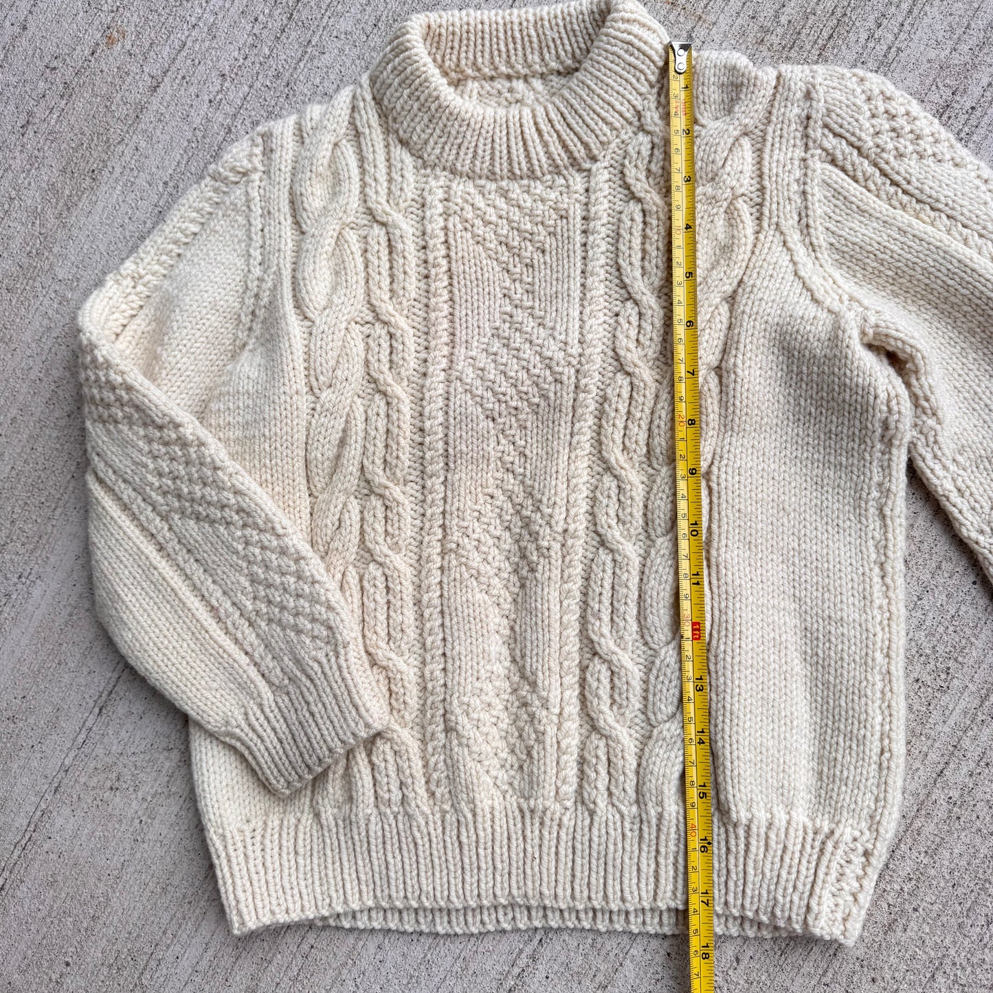 Kids Vintage Hand Knit Pullover Cream/Off White Sweater 4Y 5Y 6Y