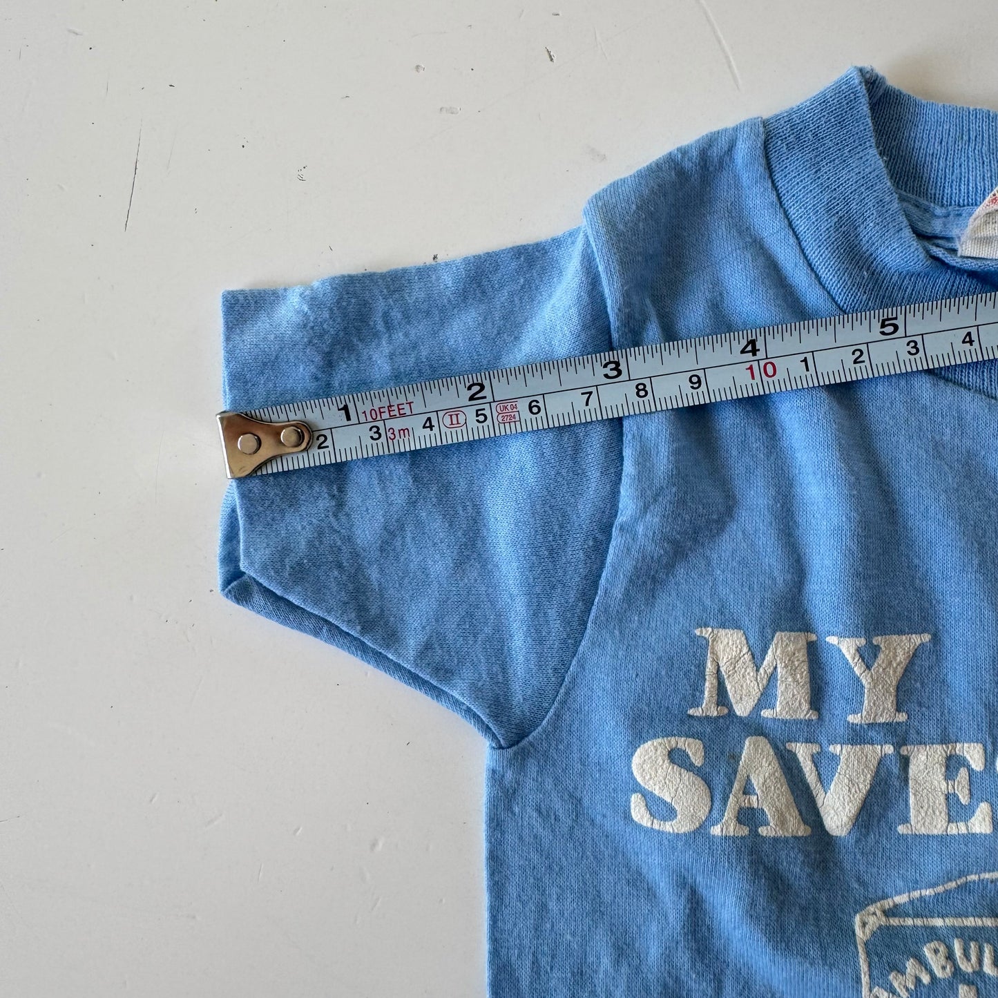 80s Kids Infant Baby Vintage Tee My Uncle Saves Lives, He’s An EMT Single Stitch Short Sleeve T-Shirt 2T Made in USA