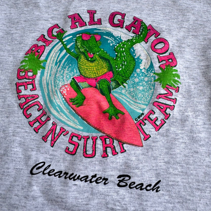 Kids Vintage Big Al Gator Beach N’ Surf Team Gray 50/50 T-Shirt Small 4/5Y Made in USA