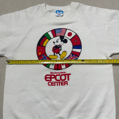 80s Kids Youth Vintage Disney Mickey Mouse Walt Disney World Epcot Center Flags Raglansleeve Sweatshirt / 10y 11y 12y 13y / Women's XS