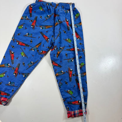 1996 90s Kids Toddler Vintage Thomas The Tank Engine & Friends Plaid Lined Pant AOP Trains Reversible 4Y 5Y Made in USA