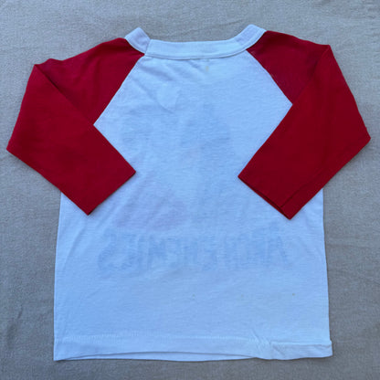 80s Kids Vintage DC Comics Batman Joker Arch Enemies Raglan 3/4 Sleeve White/Red Shirt 7Y 8Y Made in USA