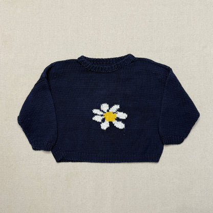 80s 90 Kids Toddler Vintage Flower Embroidered Simple Design Cotton Knit Sweater / 3T 4T 5T