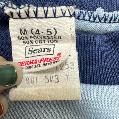 70s Kids Toddler Vintage DC Comics Superman Light Blue Short Sleeve Single Stitch Sears T-Shirt 4/5Y