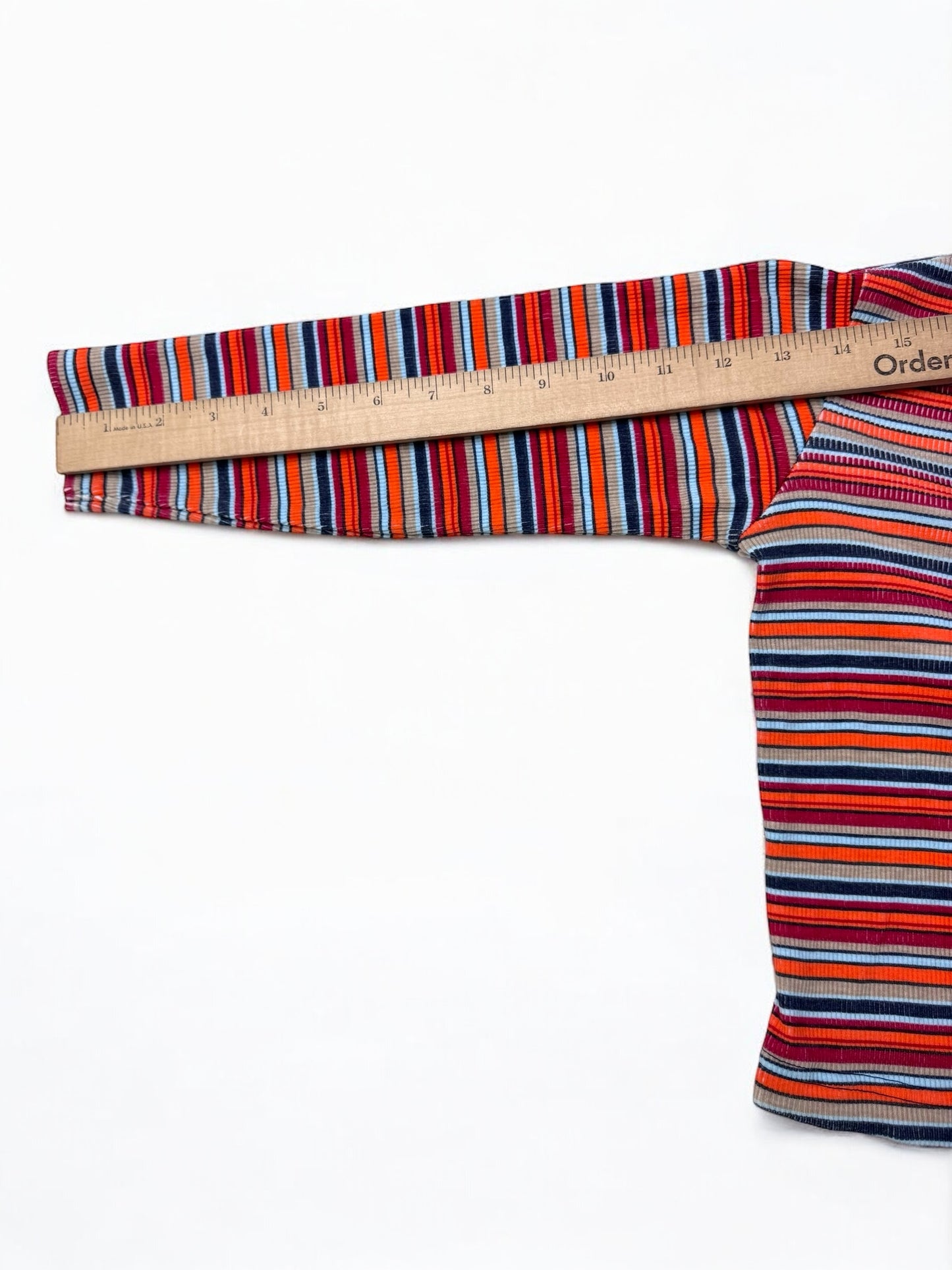 90s Kids Vintage Disney Pooh Multicolour Striped Long Sleeve V Neck Stretchy Shirt With Embroidery