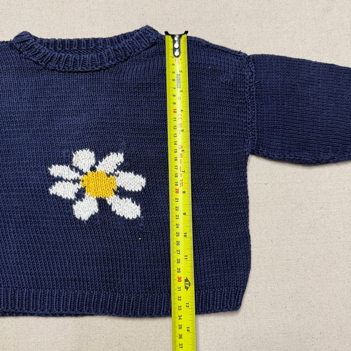80s 90 Kids Toddler Vintage Flower Embroidered Simple Design Cotton Knit Sweater / 3T 4T 5T