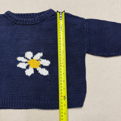 80s 90 Kids Toddler Vintage Flower Embroidered Simple Design Cotton Knit Sweater / 3T 4T 5T