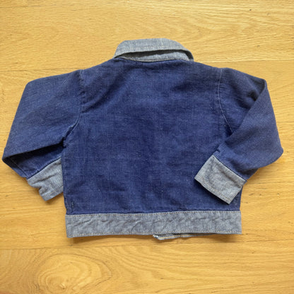 70s 80s Kids Toddler Vintage Alfredo Two Tone 100% Cotton Denim Long Sleeve Jacket 3T