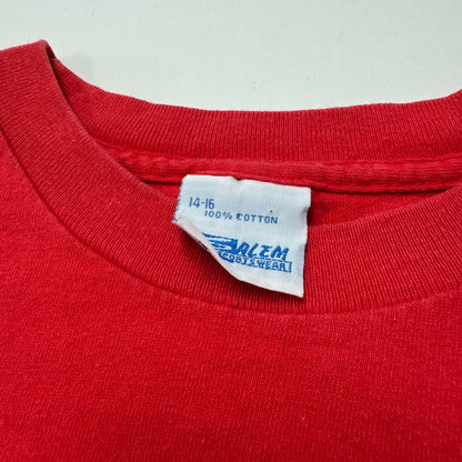 1990 Kids Vintage Michael Jordan Dunk Cartoon NBA Chicago Bulls Red Single Stitch Short Sleeve T-Shirt 14Y 16Y