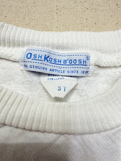 80s 90s Kids Toddler Vintage Oshkosh Bgosh Flawer Print White Longsleeve Cotton Top / 2T 3T / Made in USA