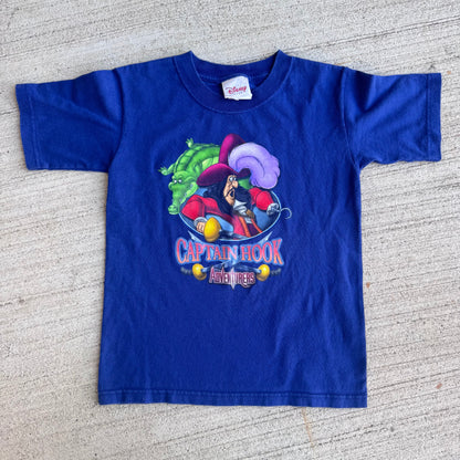 Early 2000s Kids Toddler Vintage Disney’s Captain Hook Adventures Blue 100% Cotton Short Sleeve T-Shirt Made In USA XS 3Y 4Y 5Y