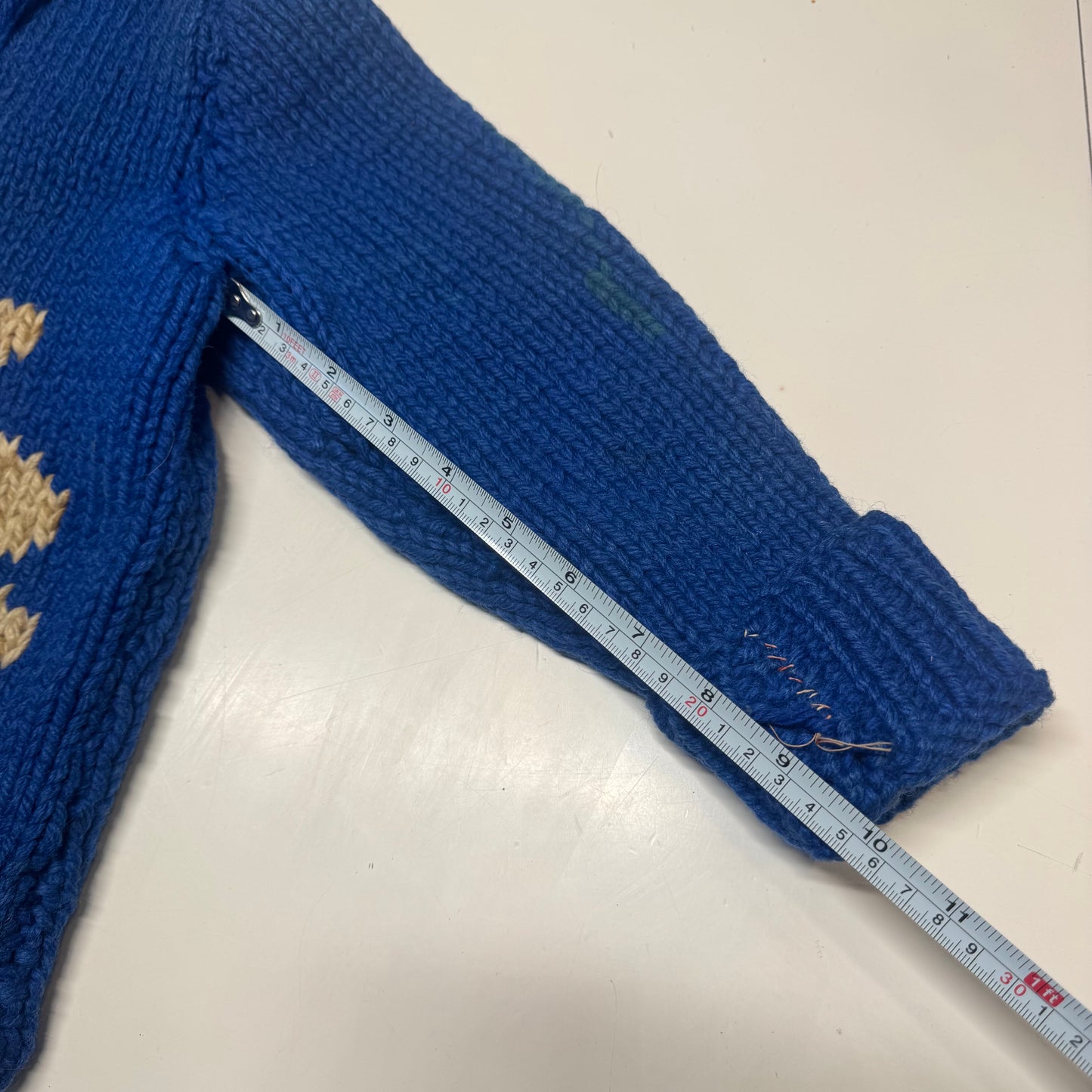 50s 60s Kids Toddler Vintage Blue Cowichan Sweater With Bears/ 3T 4T 5T