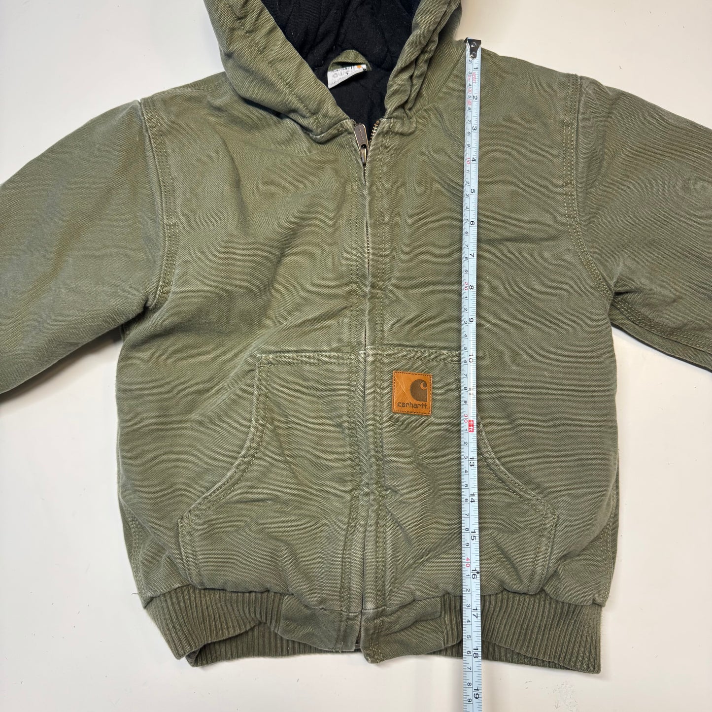 2000s Kids Army Green Active Carhartt Hooded Thick Jacket  7Y