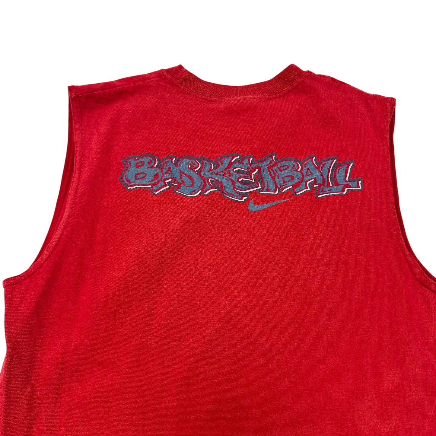 Y2K Kids Vintage Nike Red 100% Cotton Loose Tank Top M