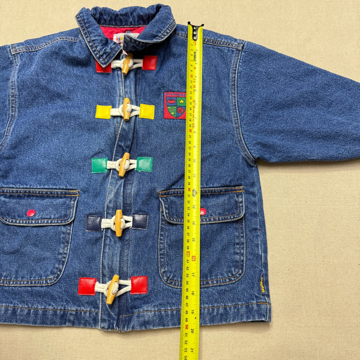 90s Kids Vintage Gymboree Rainbow Tag Quilted Lined Denim Toggle Jacket / 5y 6y 7y