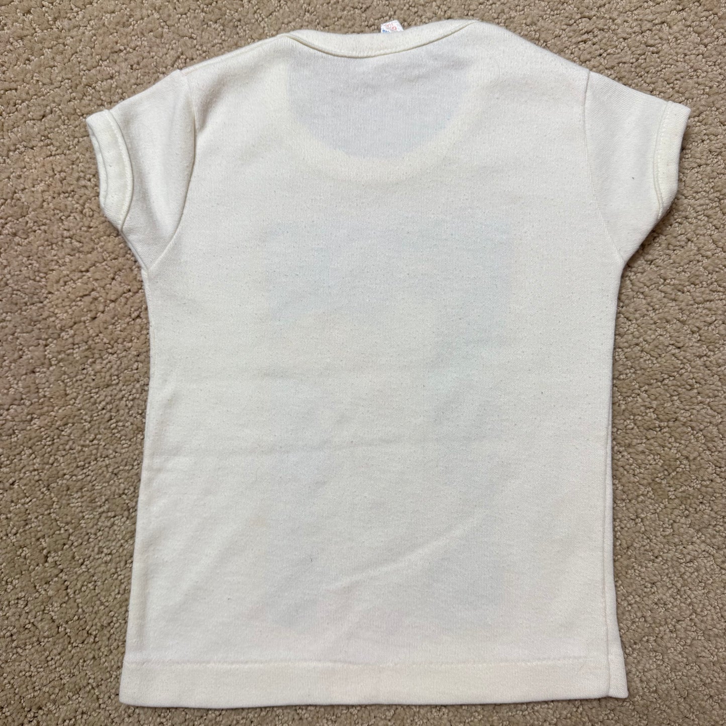 80s Kids Toddler Vintage Chibi•Geisha Cute Character Print Short Sleeve Off White T-Shirt XS 2T 3T Made in USA