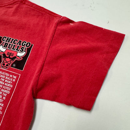 Early 90s Kids Teen Vintage Nutmeg NBA Chicago Bulls AOP Michael Jordan 23 Red Single Stitch Short Sleeve T-Shirt M 12-14Y Made in USA