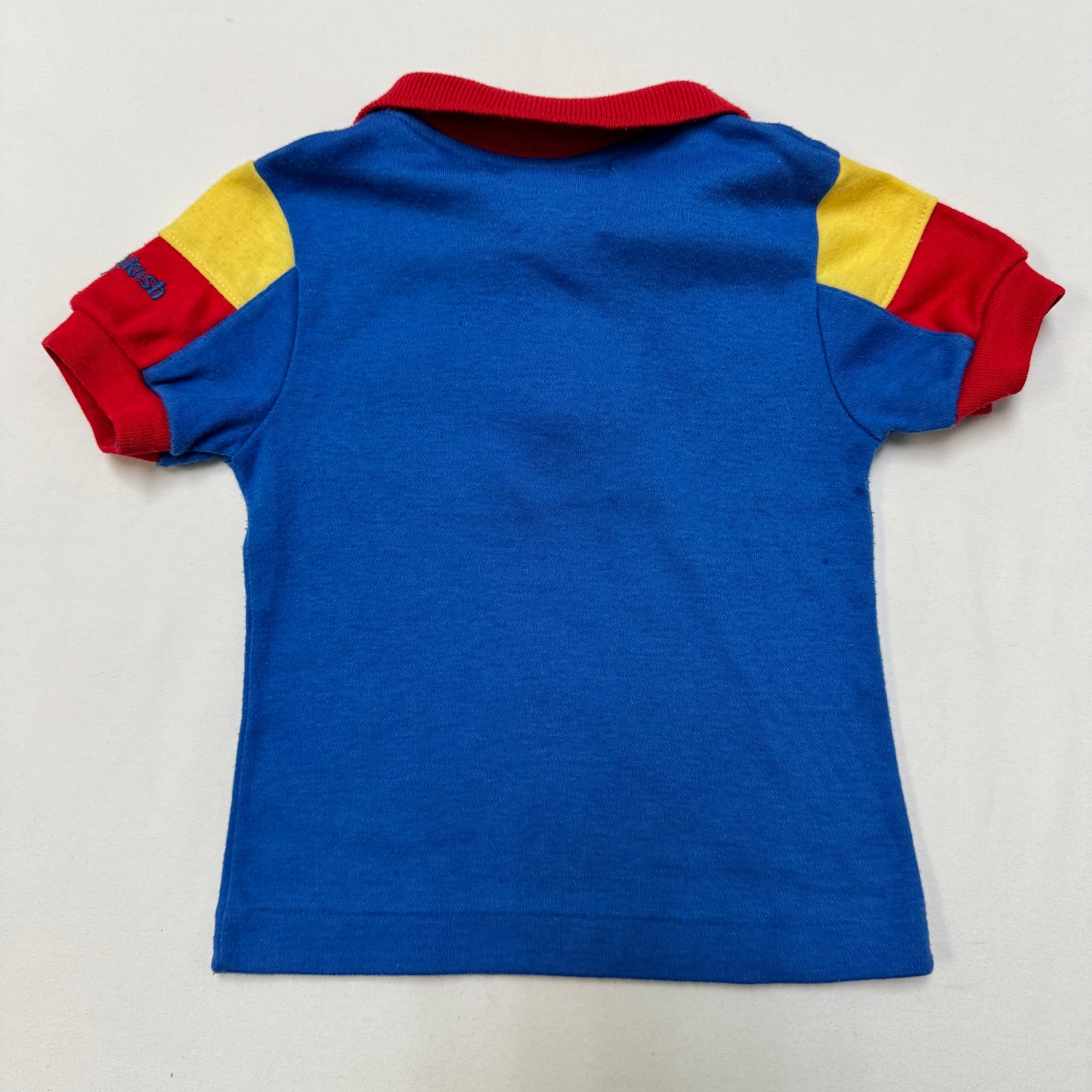 90s Kids Toddler Vintage Oshkosh B’Gosh Blue Yellow Red Golf Top / 18m/Made in USA