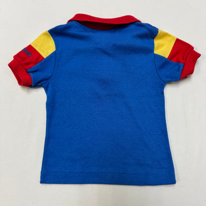 90s Kids Toddler Vintage Oshkosh B’Gosh Blue Yellow Red Golf Top / 18m/Made in USA