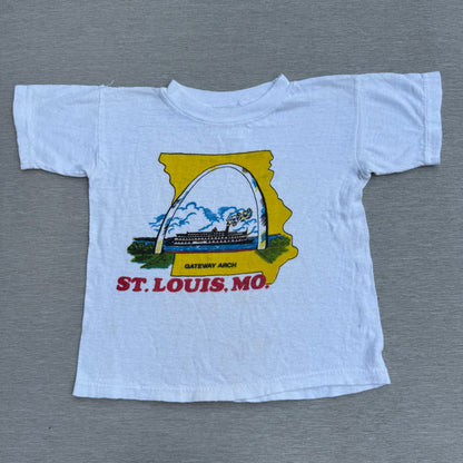 60s Kids Toddler Vintage Gateway Arch St Louis, Missouri Souvenir Single Stitch Short Sleeve T-Shirt 3Y 4Y 5Y Baby Tee