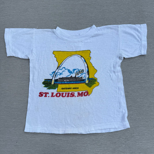 60s Kids Toddler Vintage Gateway Arch St Louis, Missouri Souvenir Single Stitch Short Sleeve T-Shirt 3Y 4Y 5Y Baby Tee