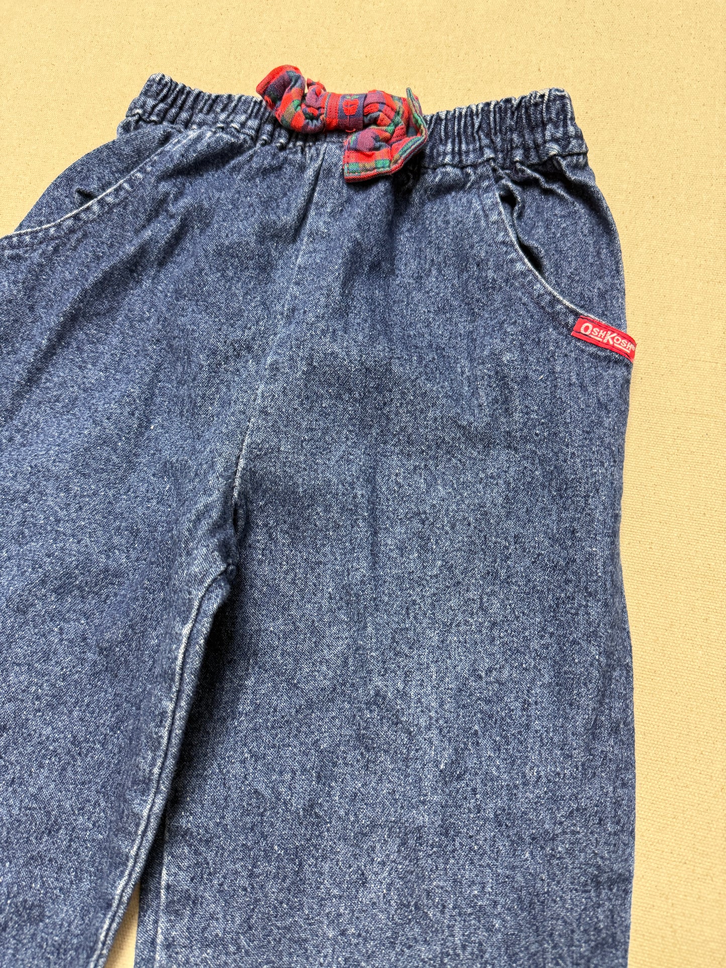 90s Kids Toddler Vintage Oshkosh Bgosh Apple Pattern Denim Pants / 4T 5T / Made in USA