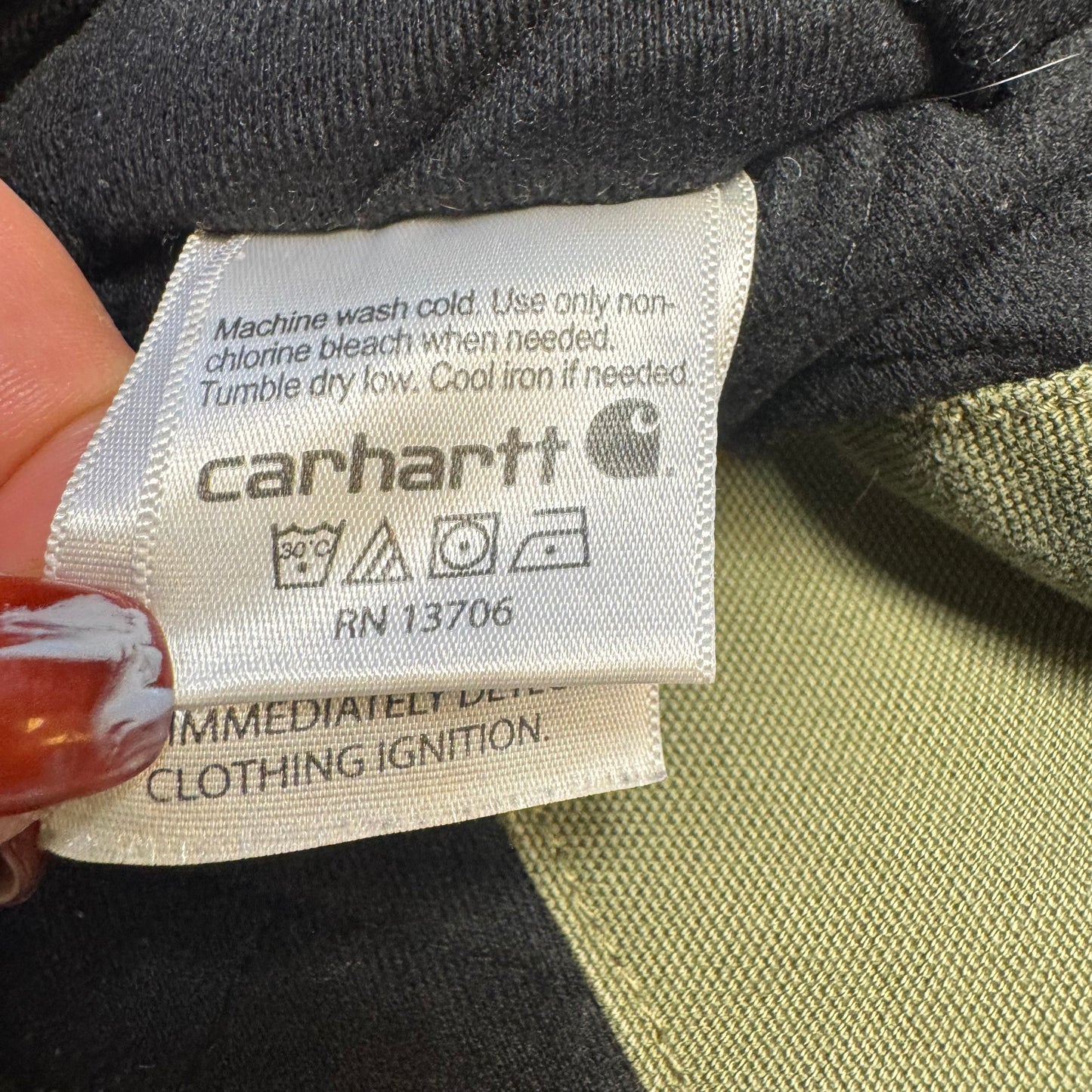 2000s Kids Army Green Active Carhartt Hooded Thick Jacket  7Y