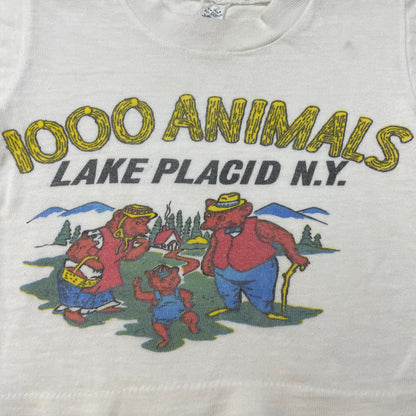 60s Kids Baby Toddler Vintage 1000 Animals Lake Placid New York Bear Family Souvenir Tshirt / 12m 18m 24m 1y 2T