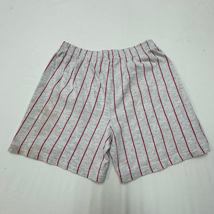 90s Kids Vintage Gray Rock U Sports Apparel Chicago Bulls Red Striped Shorts with Elastic Waistband Large 8Y 9Y 10Y Made in USA