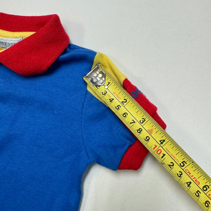 90s Kids Toddler Vintage Oshkosh B’Gosh Blue Yellow Red Golf Top / 18m/Made in USA